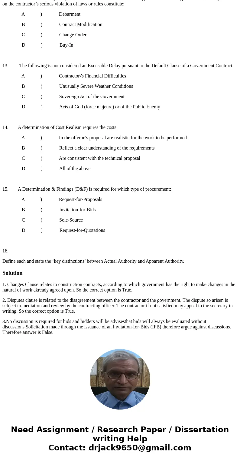 SUBJECT: FEDERAL CONTRACTING Instructions Answer Directly You can highlight, bold or underline multiple choice and true/false answers and type-in essay response