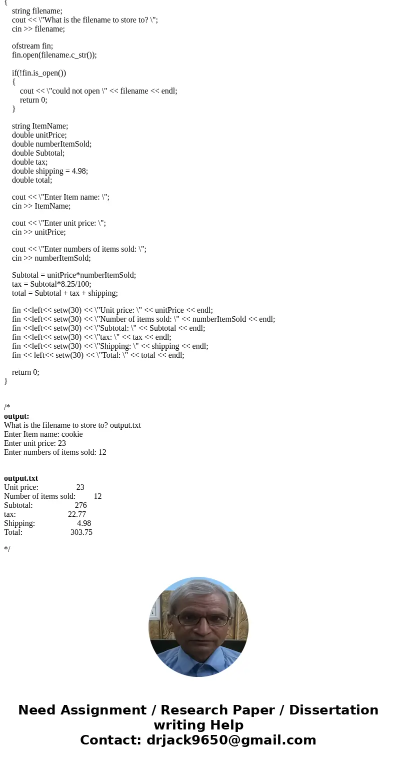 Take any previous home assignment and modify it to save the output it shows on the screen to save to a file as well. For example, the BMR program, you could wr  Take any previous home assignment and modify it to save the output it shows on the screen to save to a file as well. For example, the BMR program, you could wr