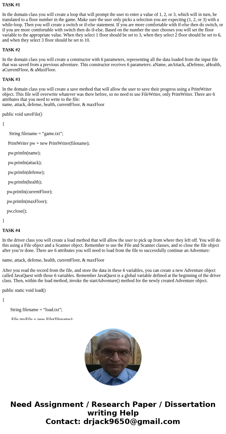 TASK #1 In the domain class you will create a loop that will prompt the user to enter a value of 1, 2, or 3, which will in turn, be translated to a floor number TASK #1 In the domain class you will create a loop that will prompt the user to enter a value of 1, 2, or 3, which will in turn, be translated to a floor number