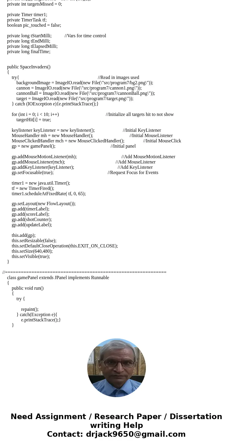The following GUI is displayed once the application starts: The suggested size of the GUI is 640x480. There are 10 targets displayed with random x/y values with The following GUI is displayed once the application starts: The suggested size of the GUI is 640x480. There are 10 targets displayed with random x/y values with