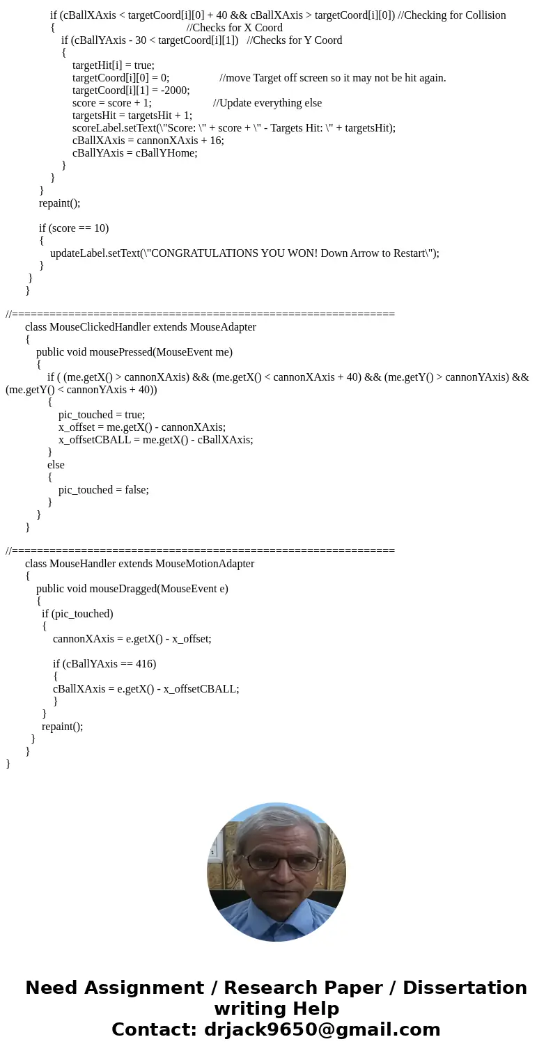 The following GUI is displayed once the application starts: The suggested size of the GUI is 640x480. There are 10 targets displayed with random x/y values with The following GUI is displayed once the application starts: The suggested size of the GUI is 640x480. There are 10 targets displayed with random x/y values with
