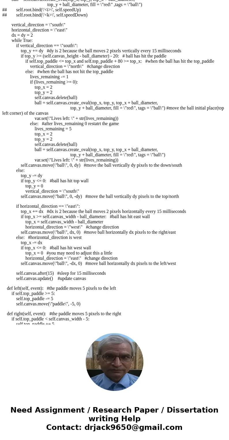 This is pong game (python 3), here is my code. I need additional If the ball hits the facing right or left corner of the paddle, you may use an angle of reflect