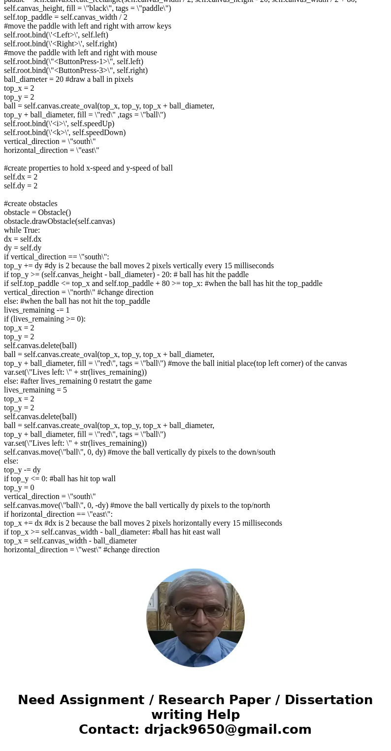 This is pong game (python 3), here is my code. I need additional If the ball hits the facing right or left corner of the paddle, you may use an angle of reflect