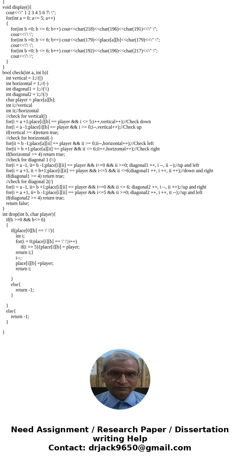 Using C++ programming on Visual Studio. Write a connect 4 program so that two players can play connect 4 using your program. The program should also detect win  Using C++ programming on Visual Studio. Write a connect 4 program so that two players can play connect 4 using your program. The program should also detect win