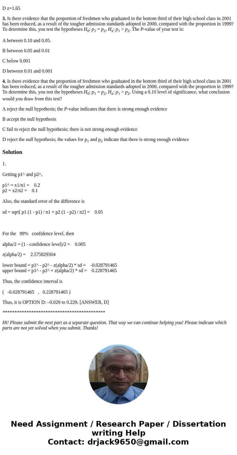 1 In a large midwestern university (the class of entering freshmen is 6000 or more students), an SRS of 100 entering freshmen in 1999 found that 20 finished in  1 In a large midwestern university (the class of entering freshmen is 6000 or more students), an SRS of 100 entering freshmen in 1999 found that 20 finished in
