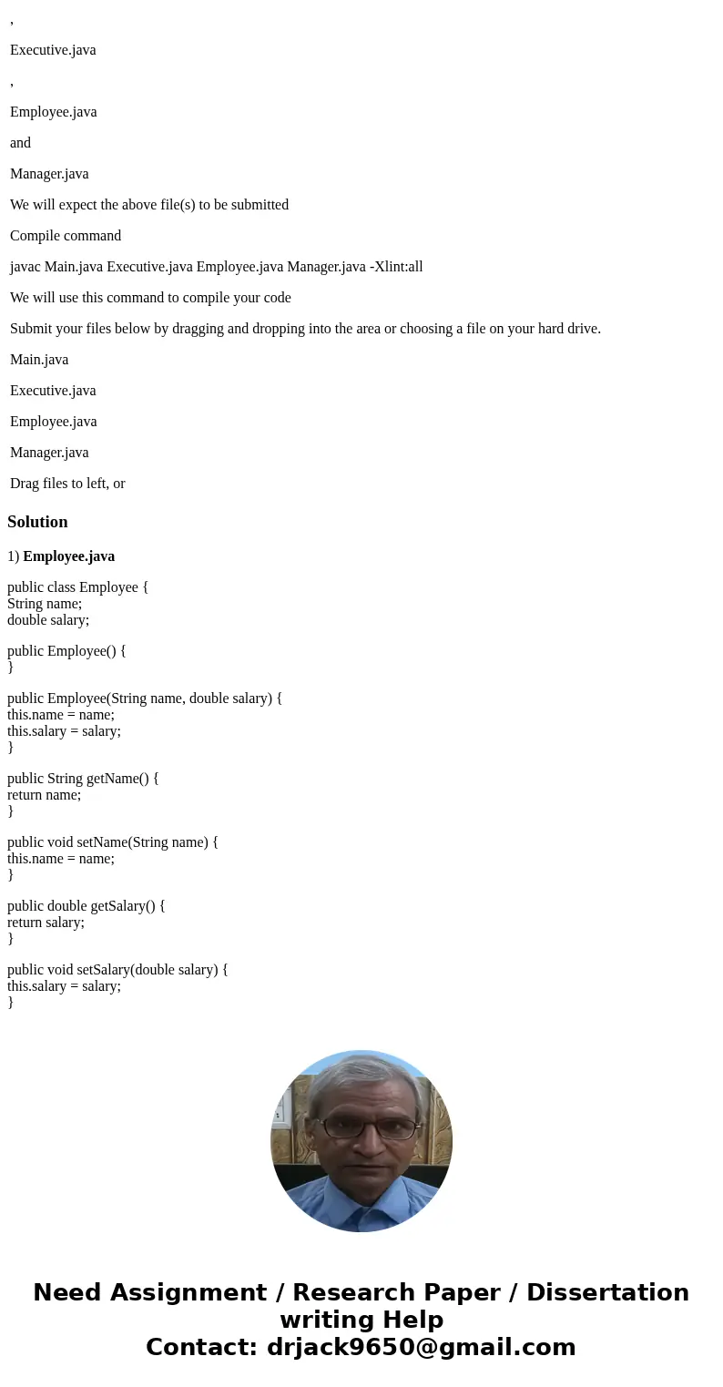 11.7 Program: Employees and toString() Note: This is VERY similar to the Example from this chapter Make a class Employee with attributes name (type String) and 