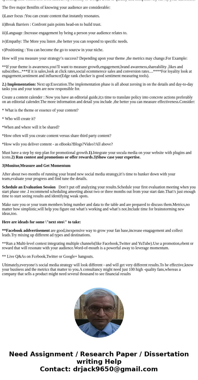 3. Identify the steps in developing a social media strategy and give an example of how a product or a business might execute each step in the process of develop