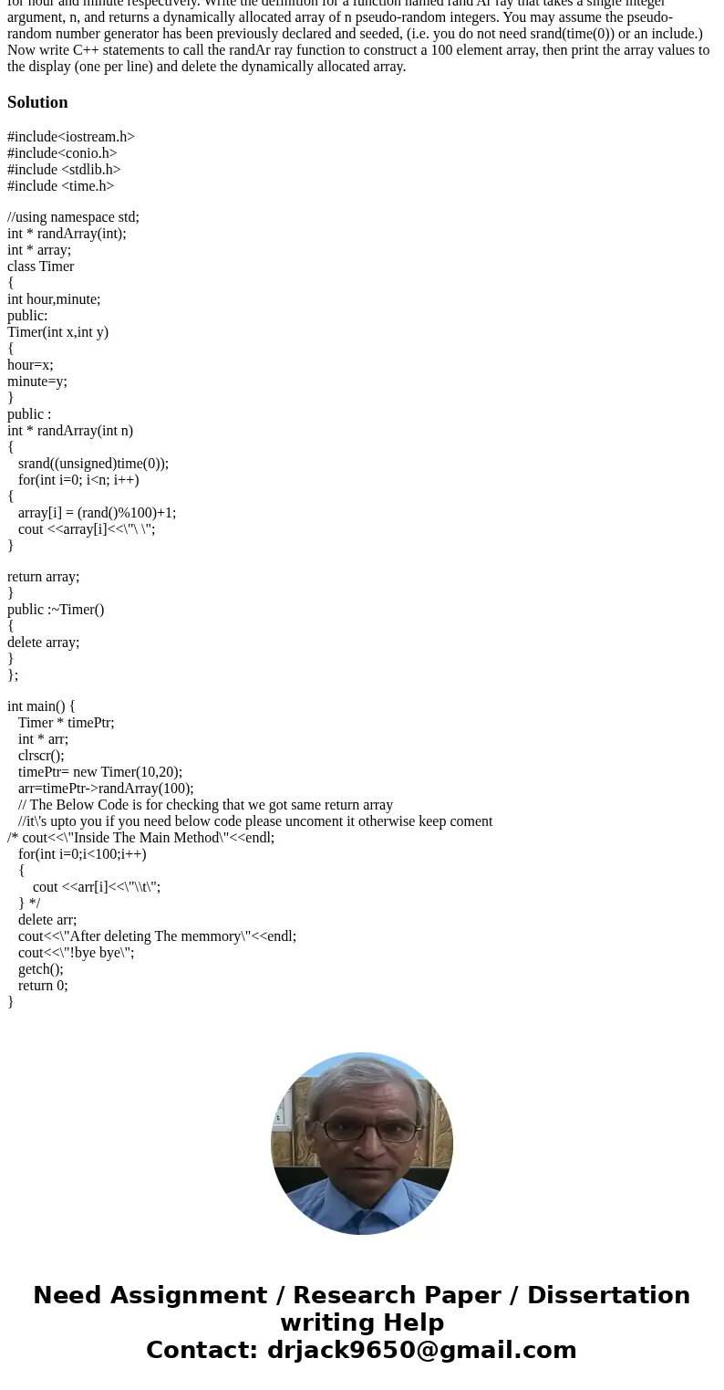 A user-defined class named Timer has a constructor that takes two integer parameters to initialize hour and minute data members. Write a single C++ statement t  A user-defined class named Timer has a constructor that takes two integer parameters to initialize hour and minute data members. Write a single C++ statement t