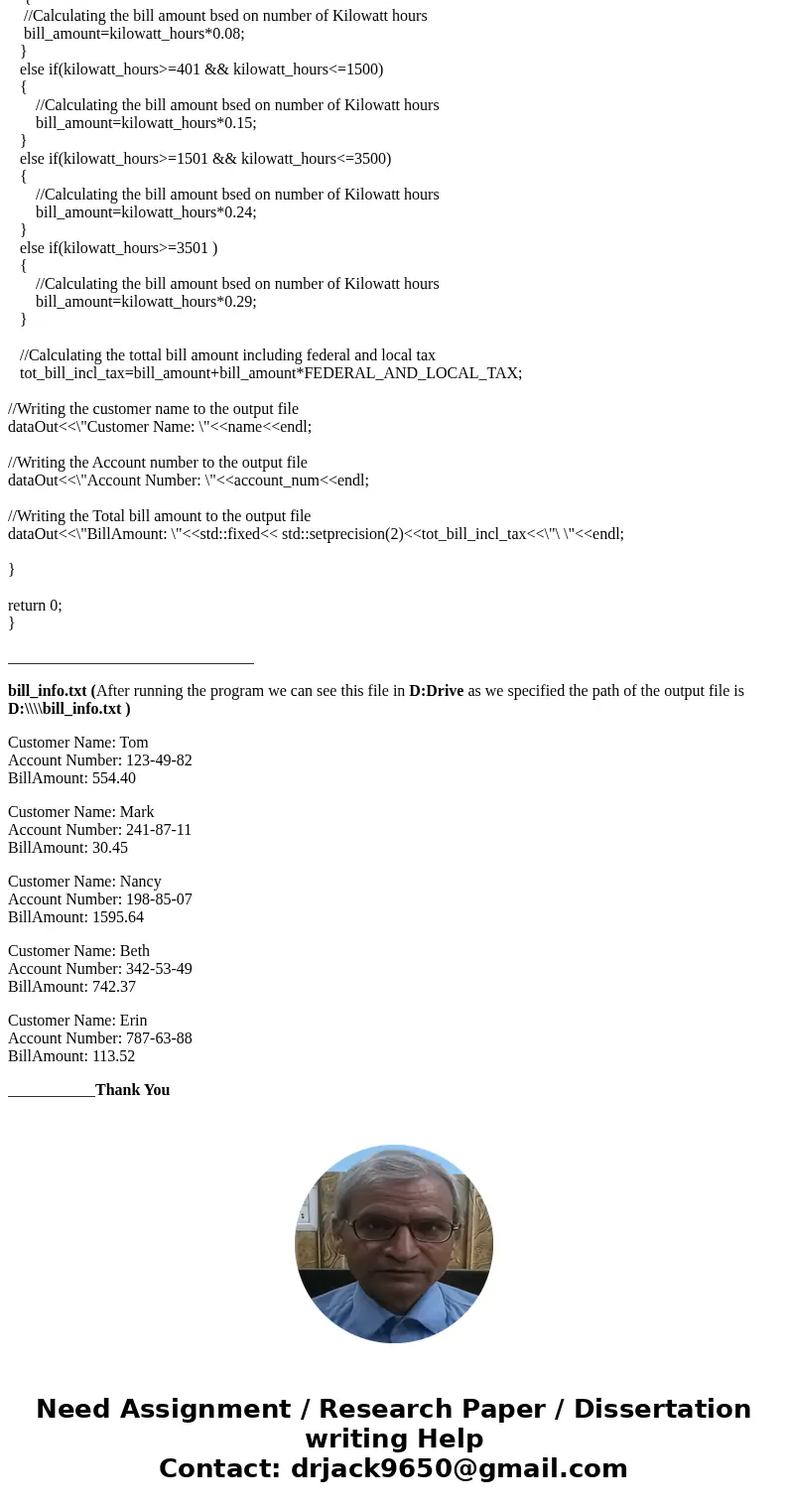 CIS-210 Introduction to C++ Programming (Fall 2016) Assignment-X Points: 100 Due Date: 10/26/2016 (before class) Specifications: The Fairhope Utility Company c  CIS-210 Introduction to C++ Programming (Fall 2016) Assignment-X Points: 100 Due Date: 10/26/2016 (before class) Specifications: The Fairhope Utility Company c