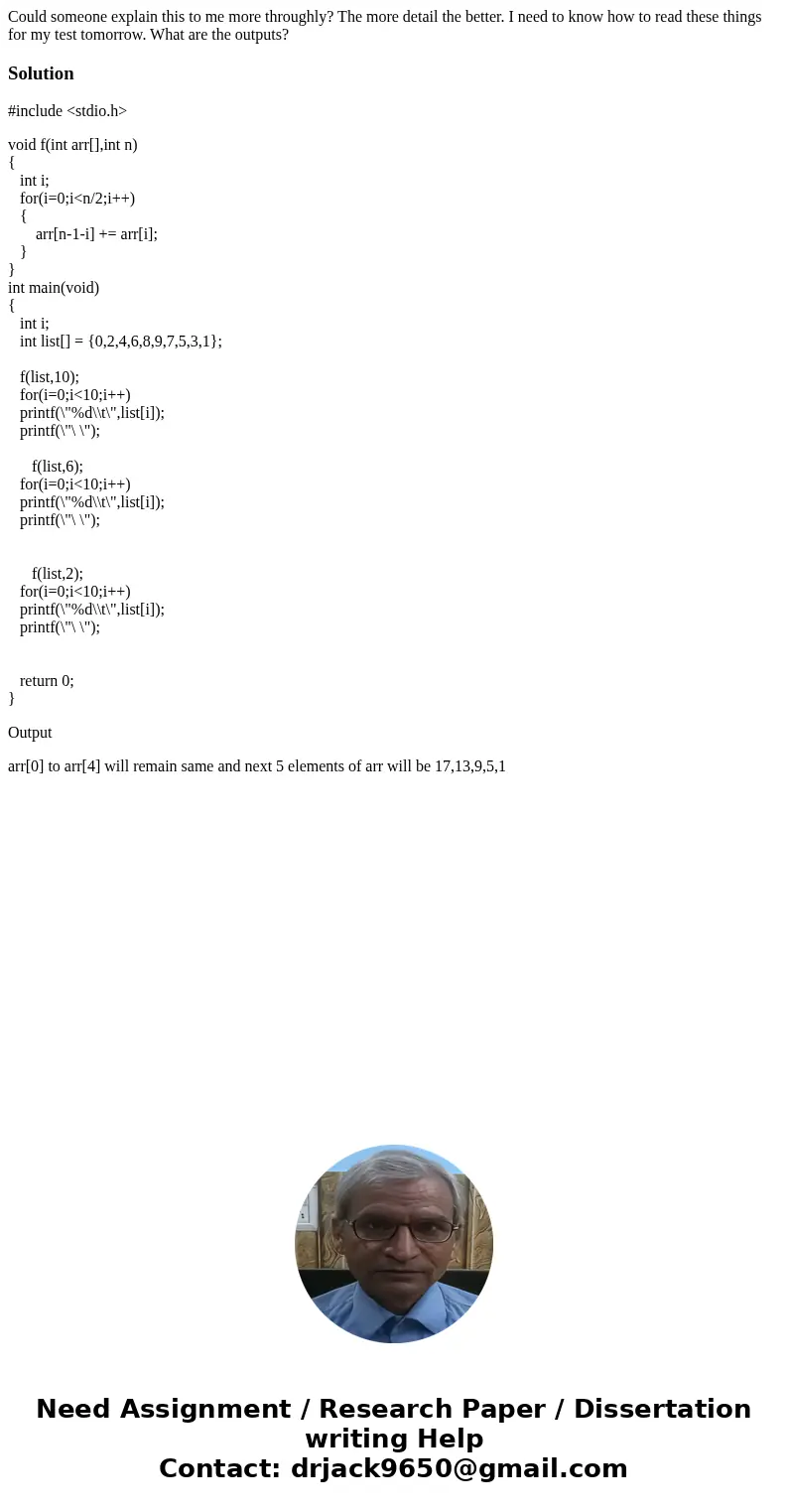 Could someone explain this to me more throughly? The more detail the better. I need to know how to read these things for my test tomorrow. What are the outputs?