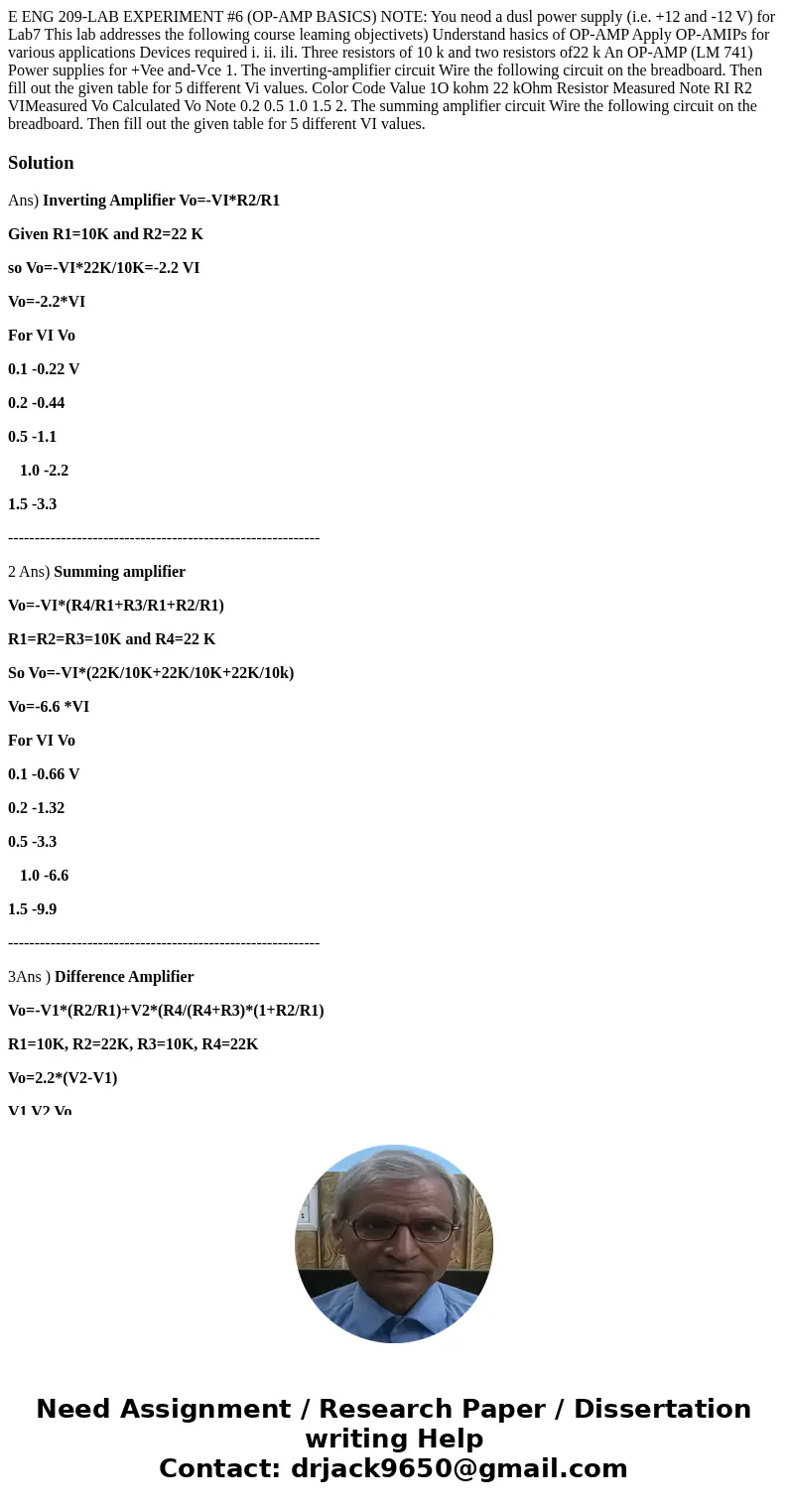 E ENG 209-LAB EXPERIMENT #6 (OP-AMP BASICS) NOTE: You neod a dusl power supply (i.e. +12 and -12 V) for Lab7 This lab addresses the following course leaming ob  E ENG 209-LAB EXPERIMENT #6 (OP-AMP BASICS) NOTE: You neod a dusl power supply (i.e. +12 and -12 V) for Lab7 This lab addresses the following course leaming ob