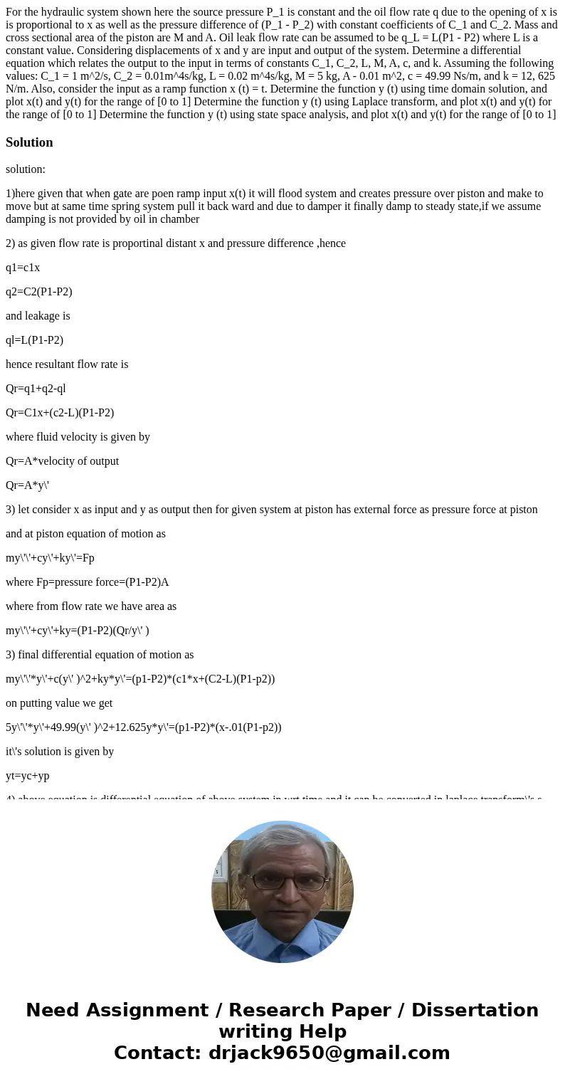For the hydraulic system shown here the source pressure P_1 is constant and the oil flow rate q due to the opening of x is is proportional to x as well as the   For the hydraulic system shown here the source pressure P_1 is constant and the oil flow rate q due to the opening of x is is proportional to x as well as the