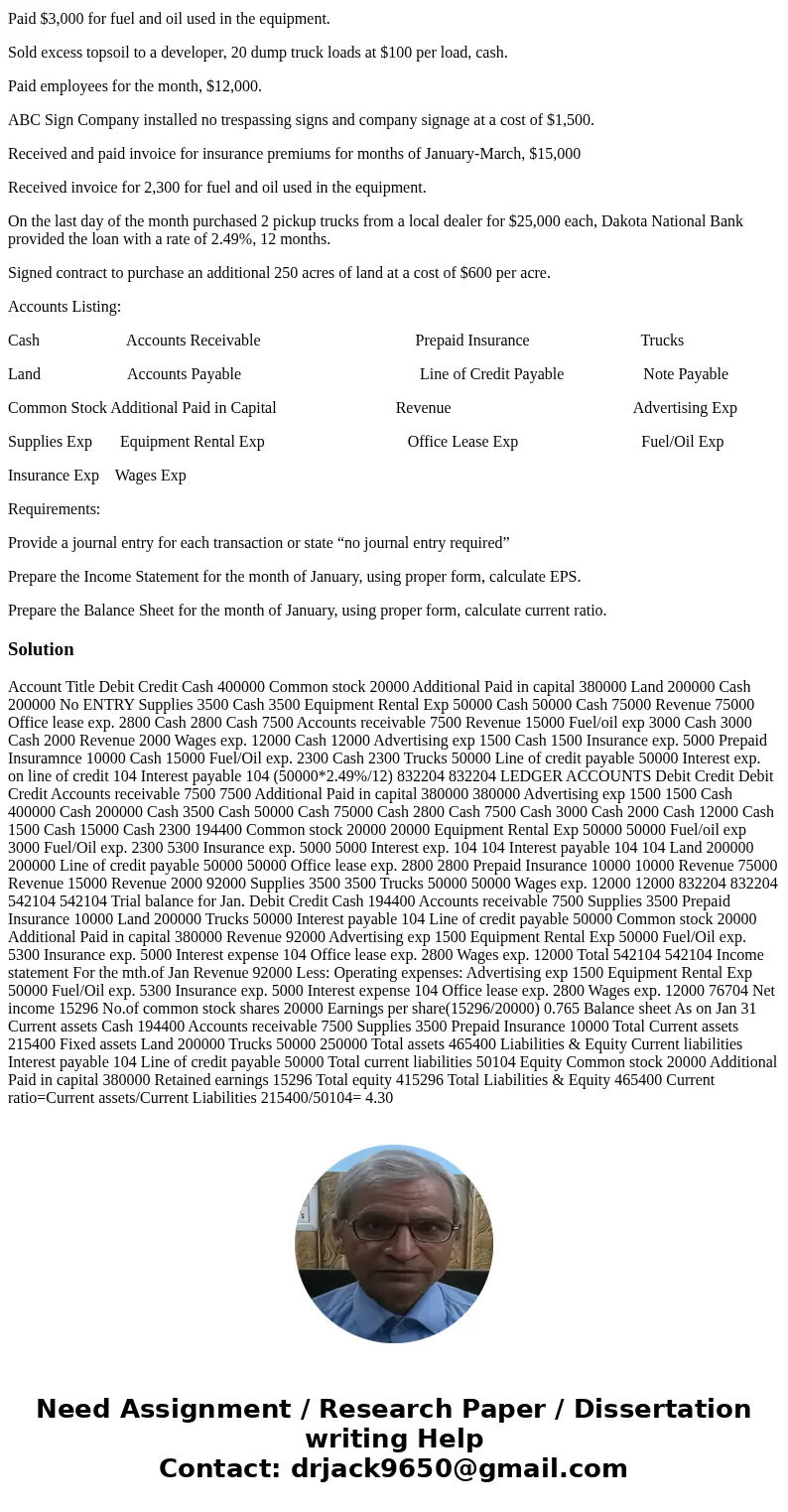 Harry and Ron formed Granger Company on January 1, 2013. Each contributed $200,000 in exchange for 10,000 shares of Common Stock with a par value of $1. The fol