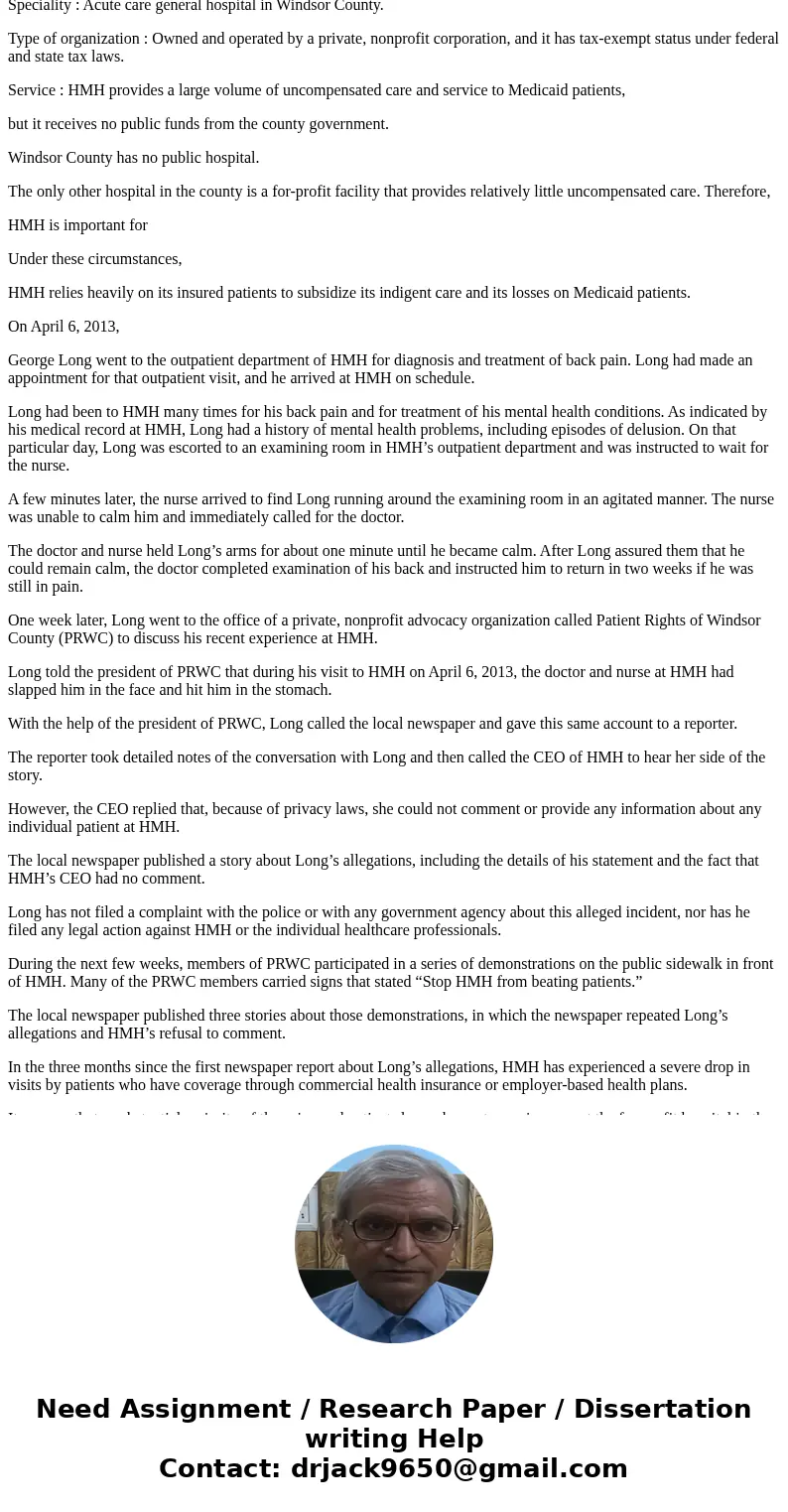 Hilltop Memorial Hospital (HMH) is an acute care general hospital in Windsor County. It is owned and operated by a private, nonprofit corporation, and it has ta
