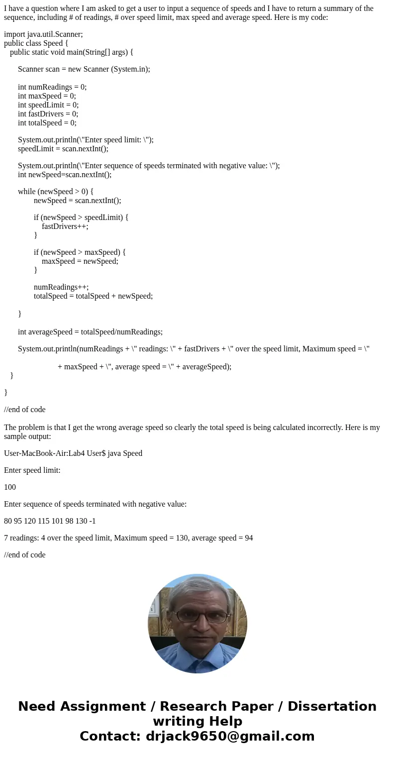 I have a question where I am asked to get a user to input a sequence of speeds and I have to return a summary of the sequence, including # of readings, # over s