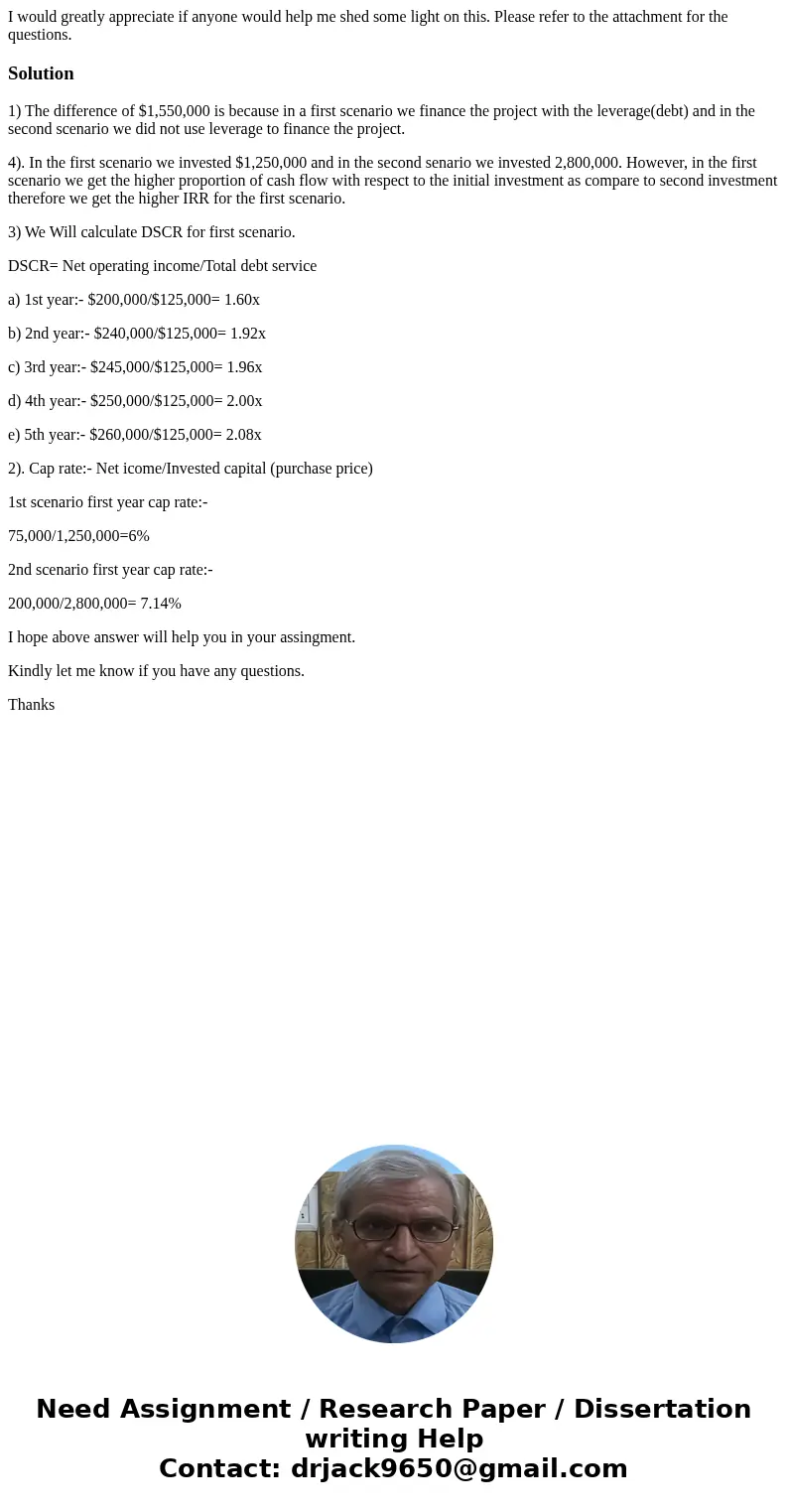 I would greatly appreciate if anyone would help me shed some light on this. Please refer to the attachment for the questions.Solution1) The difference of $1,550