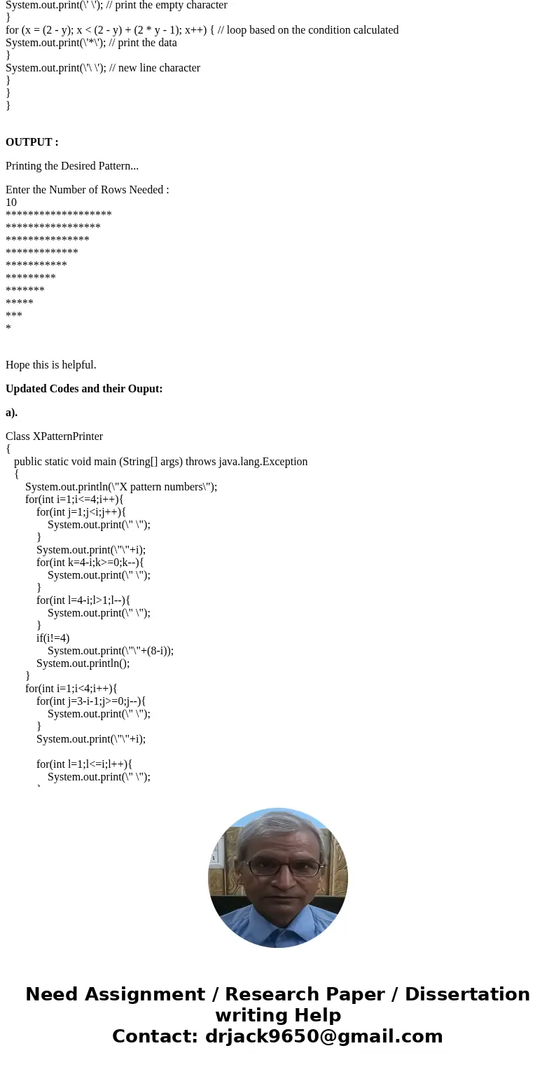 In java , Use a nested for loop to create the following output: Using loops) Write a nested for loop that prints input: Using loops) Write a nested for loop tha In java , Use a nested for loop to create the following output: Using loops) Write a nested for loop that prints input: Using loops) Write a nested for loop tha
