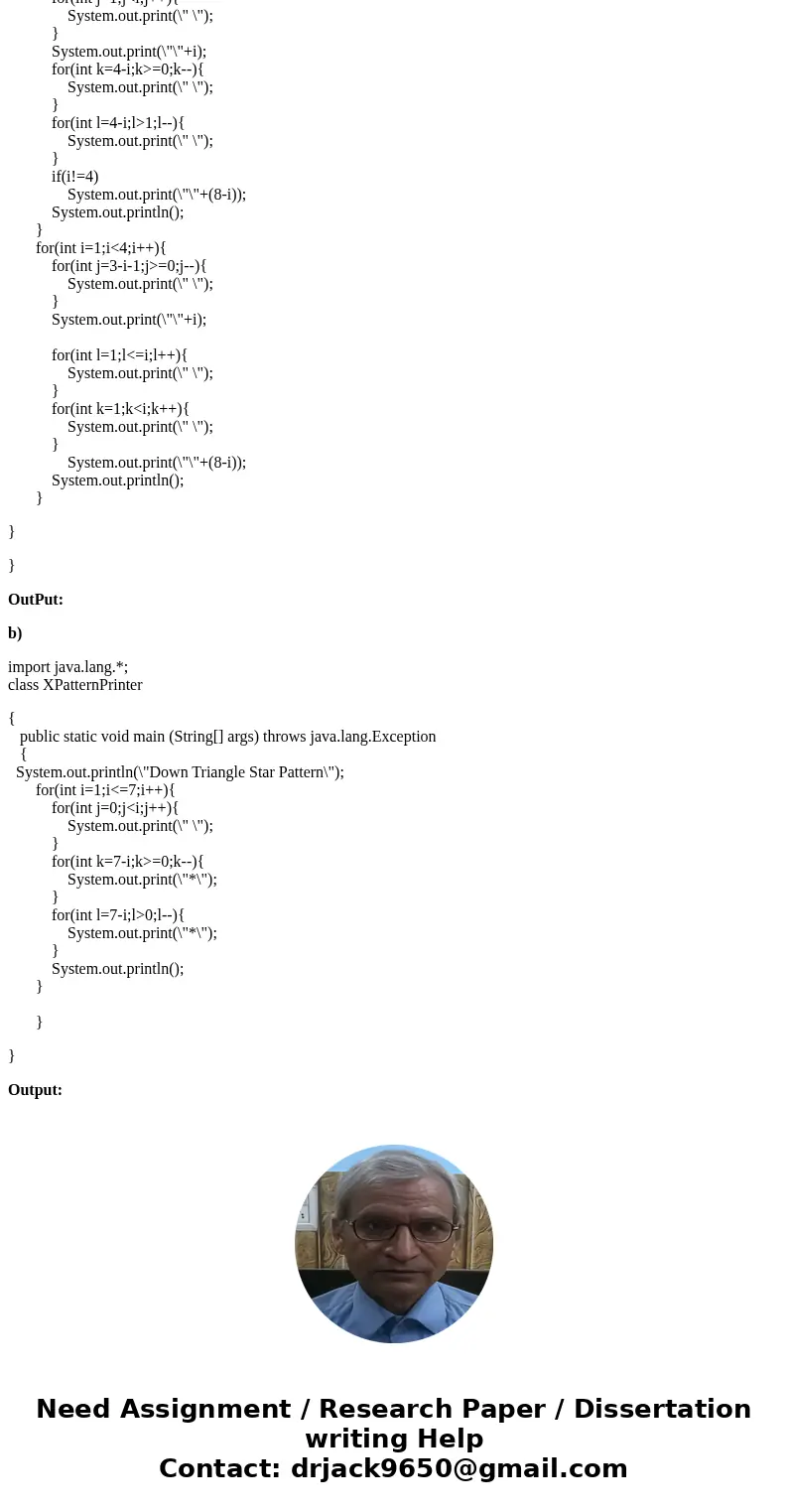 In java , Use a nested for loop to create the following output: Using loops) Write a nested for loop that prints input: Using loops) Write a nested for loop tha In java , Use a nested for loop to create the following output: Using loops) Write a nested for loop that prints input: Using loops) Write a nested for loop tha