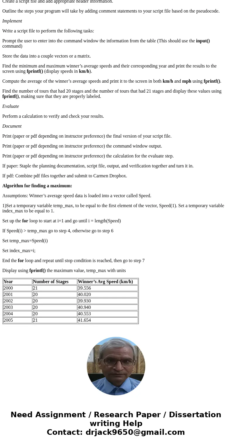 In this assignment you are to write a program that will prompt the user to enter data in the command window, store the data into vectors, and perform calculatio