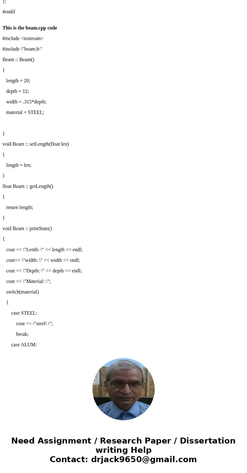 In this assignment, you will modify the Beam class that you started in lab. You will add some additional functionality to the class by adding additional functio