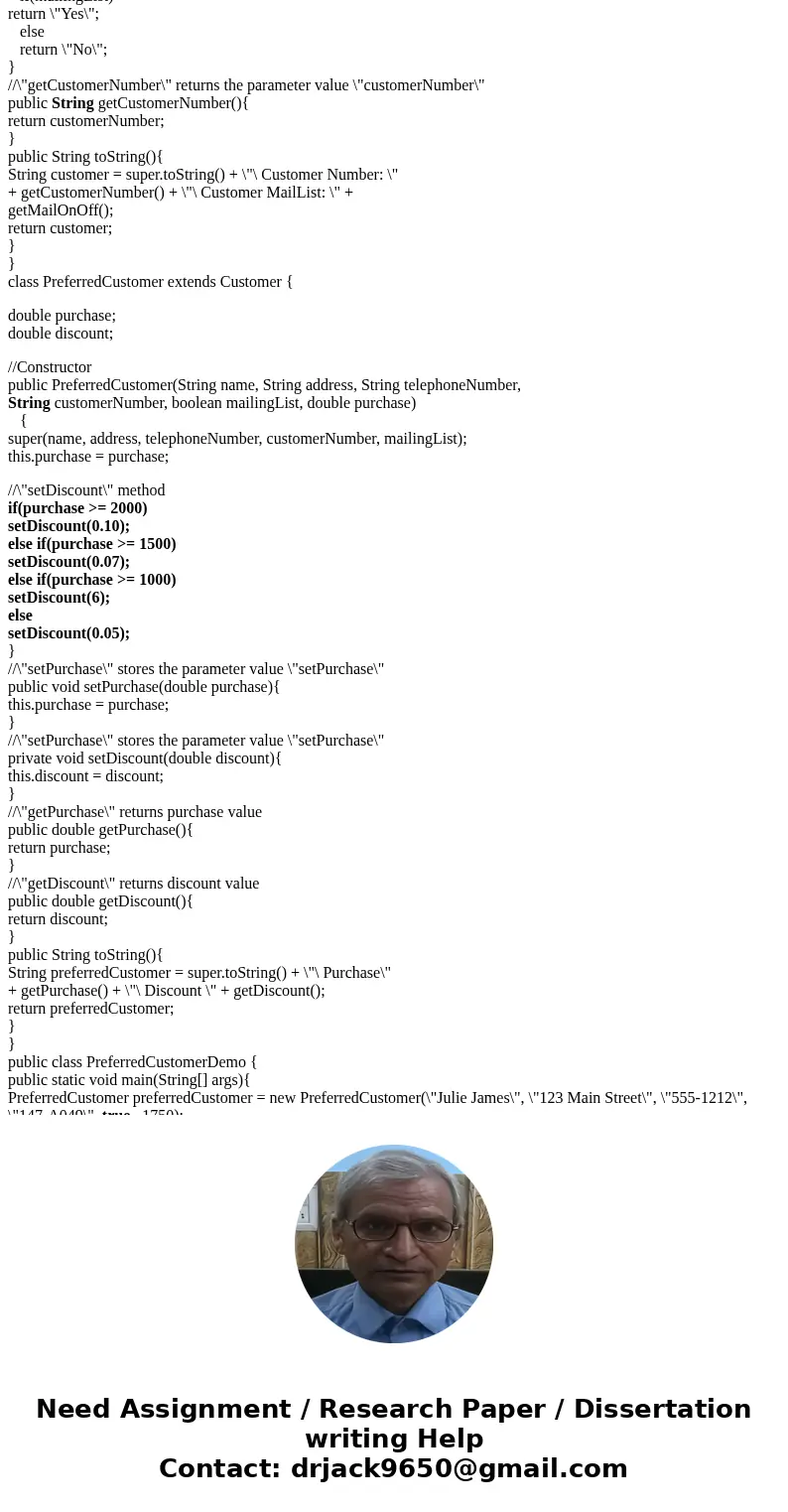 JAVA PreferredCustomer Class A retail store has a preferred customer plan where customers can earn discounts on all their purchases. The amount of a customer’s 