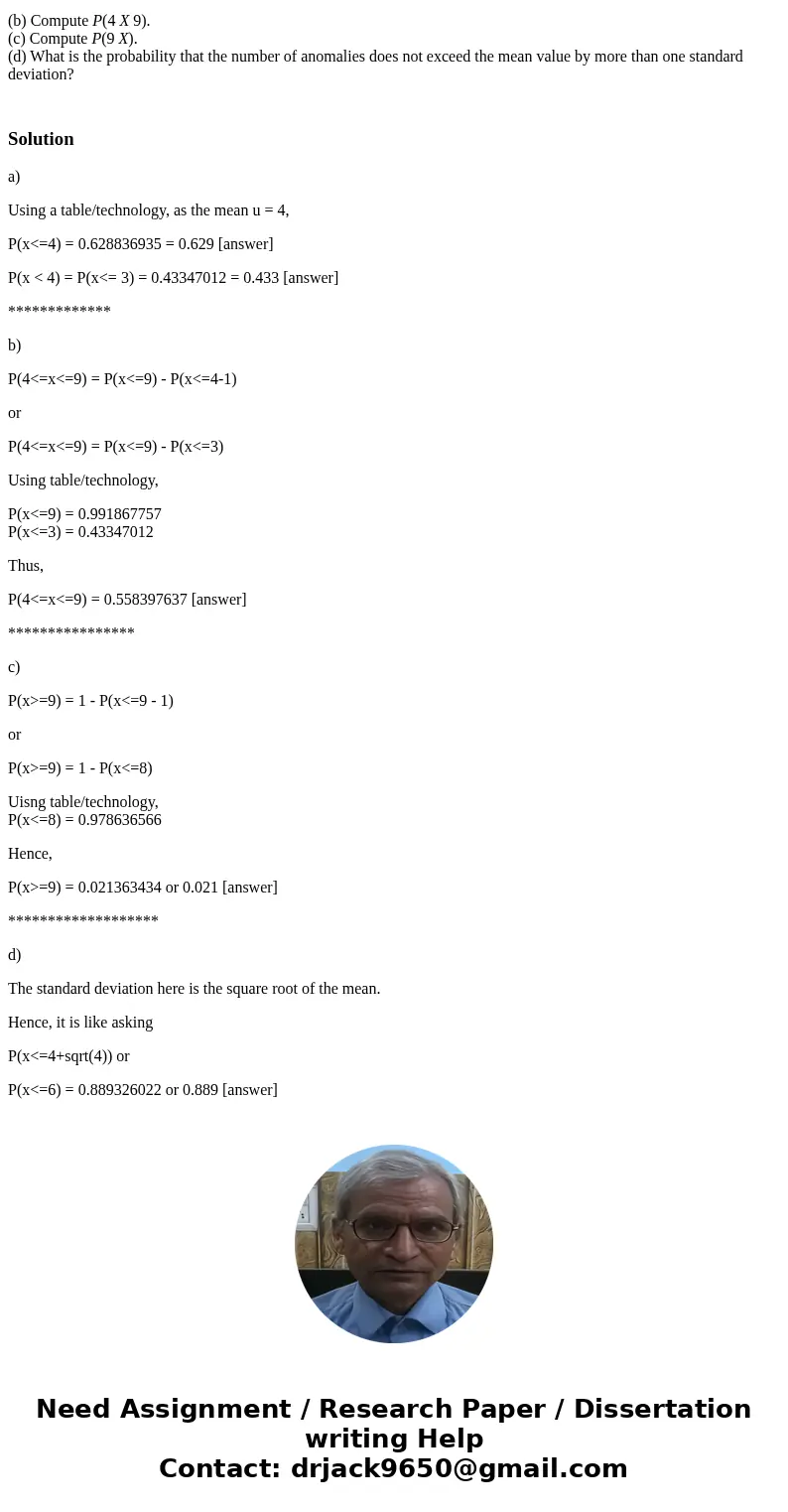 Let X be the number of material anomalies occurring in a particular region of an aircraft gas-turbine disk. The article \ Let X be the number of material anomalies occurring in a particular region of an aircraft gas-turbine disk. The article \