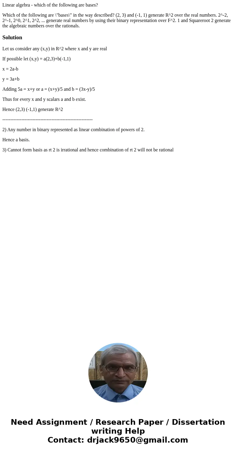 Linear algebra - which of the following are bases? Which of the following are \ Linear algebra - which of the following are bases? Which of the following are \
