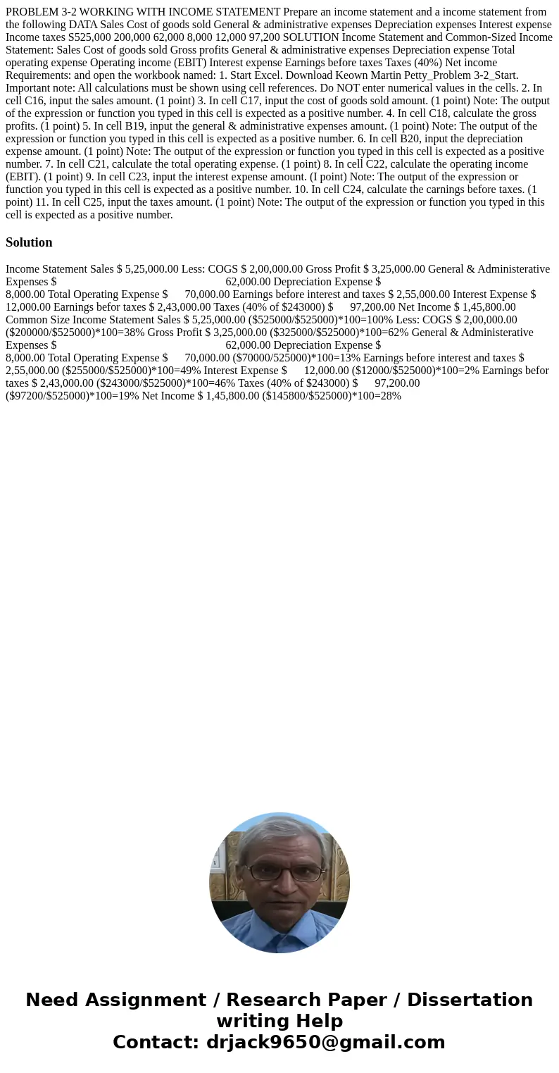  PROBLEM 3-2 WORKING WITH INCOME STATEMENT Prepare an income statement and a income statement from the following DATA Sales Cost of goods sold General & adm