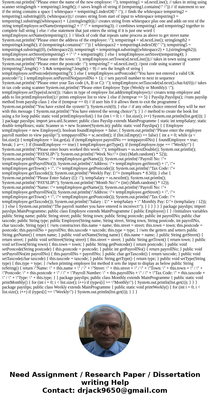 Problem Statement: In this project, you are asked to write a Java application similar to the one you wrote in Project 2 that handles a list of employees employe