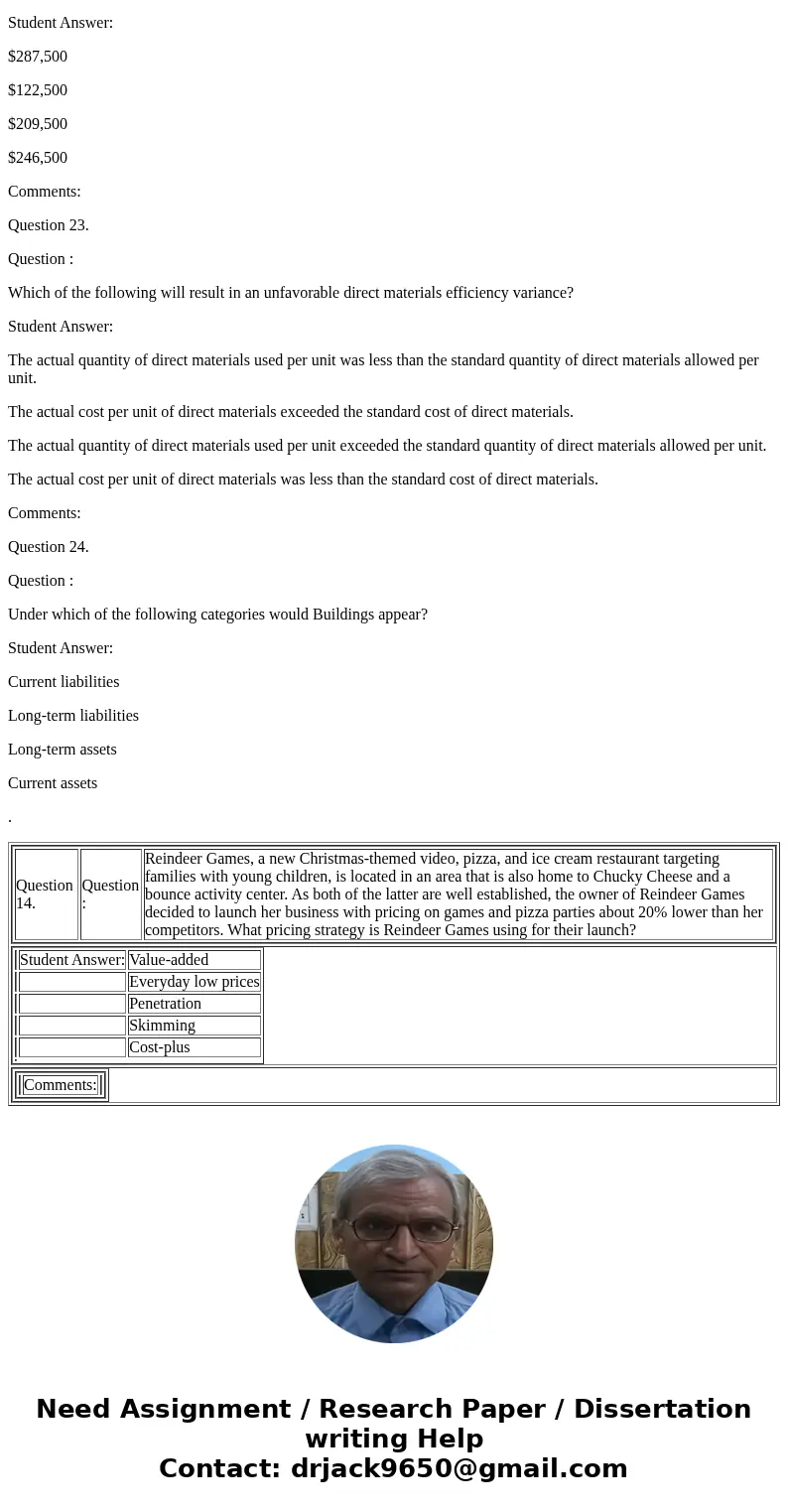 Question 14. Question : Reindeer Games, a new Christmas-themed video, pizza, and ice cream restaurant targeting families with young children, is located in an a
