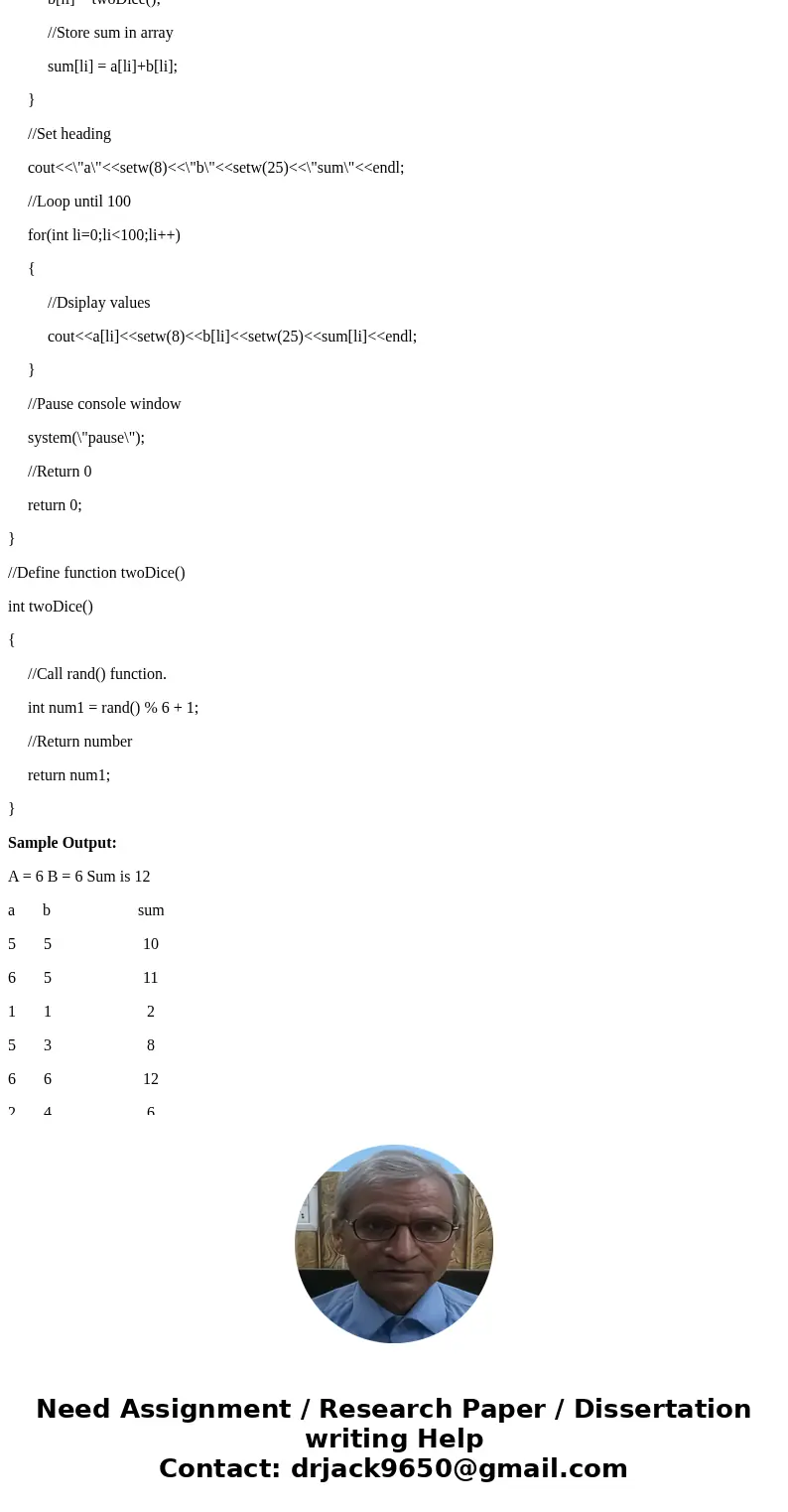  Requirements: (1) Create a function that simulates a throw of two dice. Hint: Create a function (2) The number of throw will be one million. Count the sum of t
