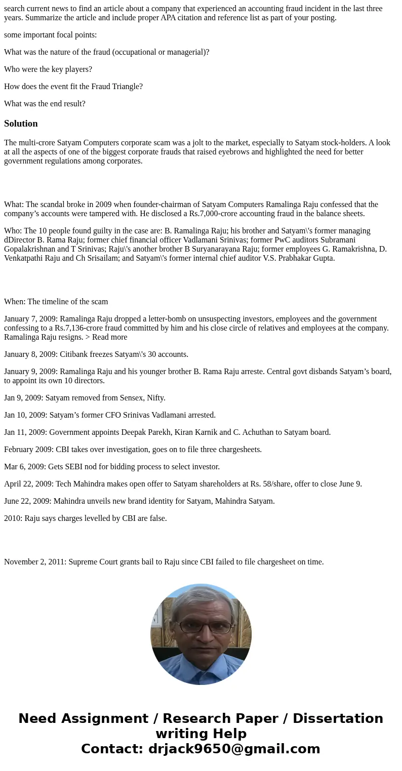 search current news to find an article about a company that experienced an accounting fraud incident in the last three years. Summarize the article and include 