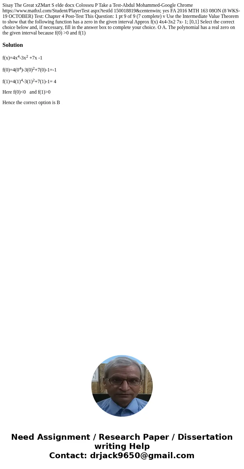  Sisay The Great xZMart S elde docx Colosseu P Take a Test-Abdul Mohammed-Google Chrome https://www.mathxl.com/Student/PlayerTest aspx?testld 150018819&cent