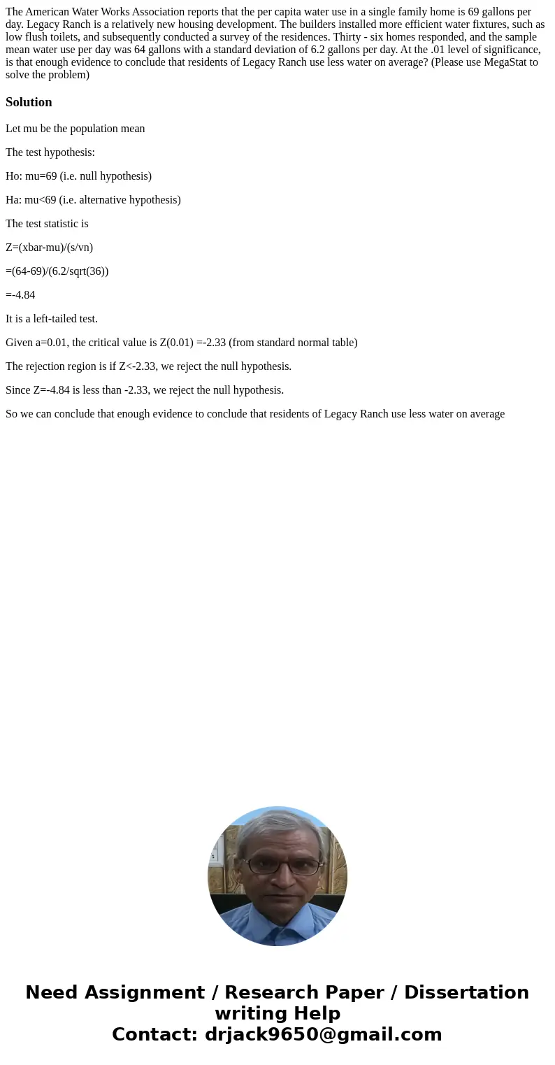 The American Water Works Association reports that the per capita water use in a single family home is 69 gallons per day. Legacy Ranch is a relatively new housi
