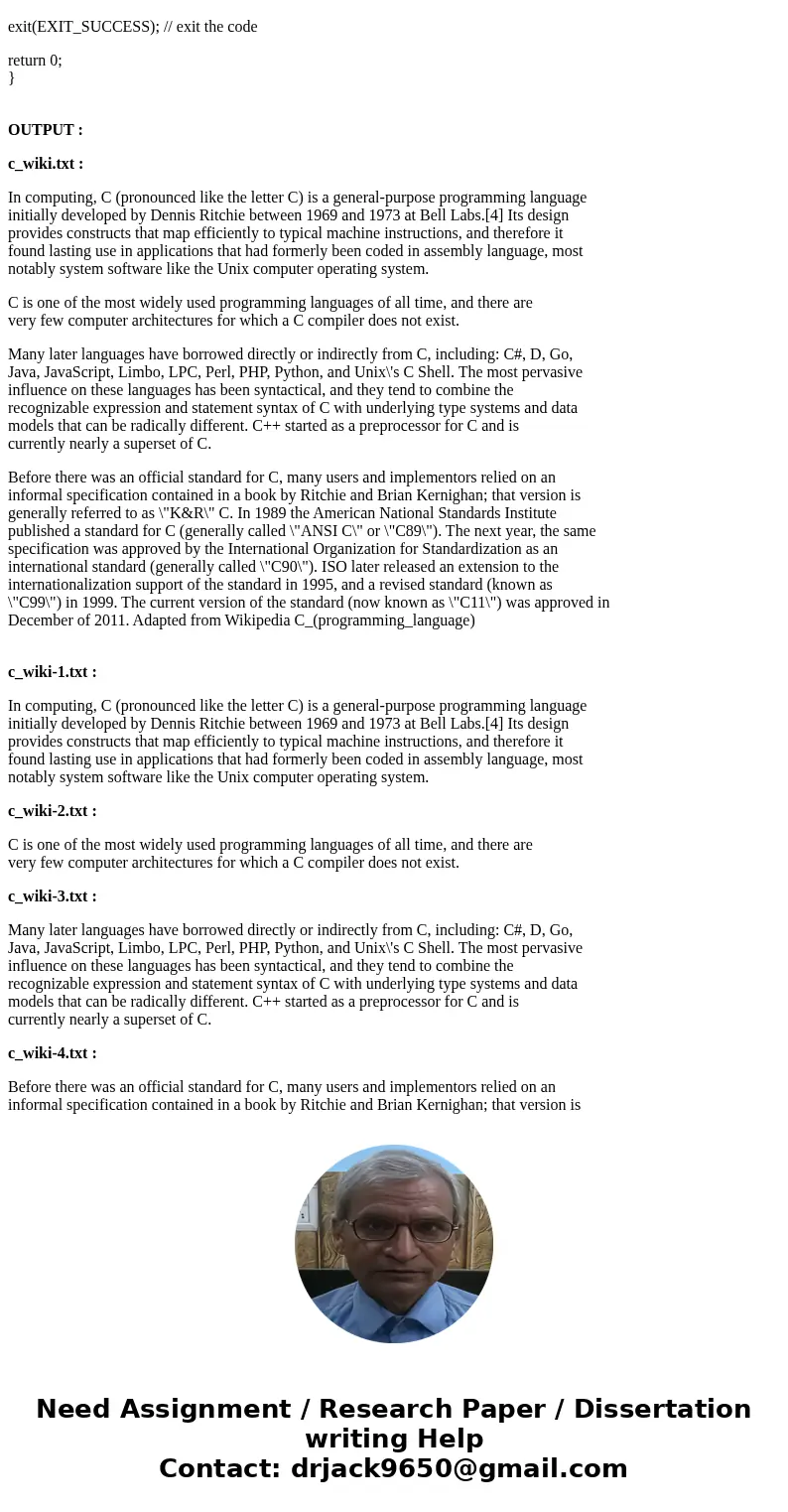 The file c_wiki.txt contains the first section of the Wikipedia page about the C Language. The file contains 4 paragraphs. Write a C (please not C++) program th The file c_wiki.txt contains the first section of the Wikipedia page about the C Language. The file contains 4 paragraphs. Write a C (please not C++) program th