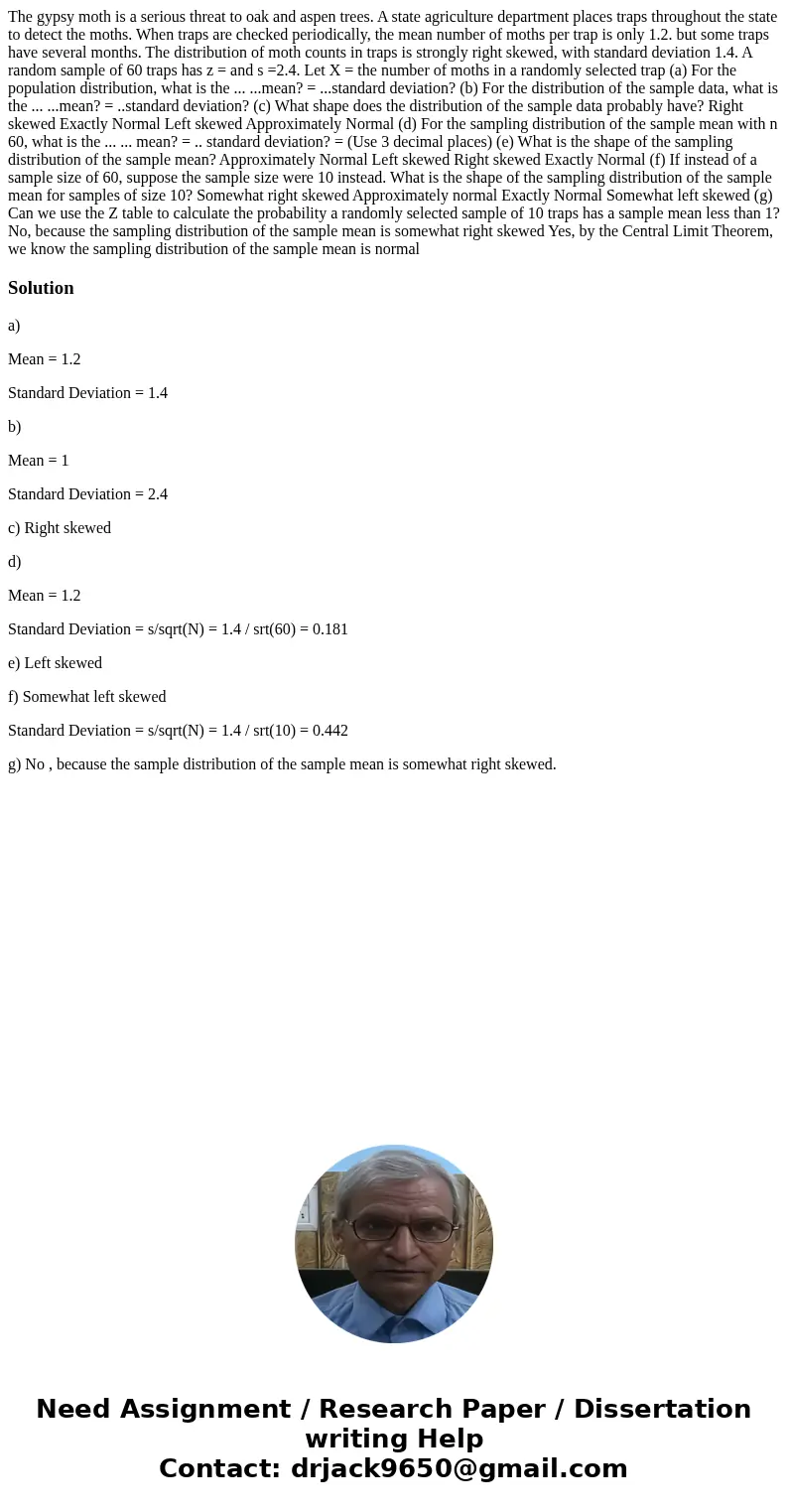 The gypsy moth is a serious threat to oak and aspen trees. A state agriculture department places traps throughout the state to detect the moths. When traps are  The gypsy moth is a serious threat to oak and aspen trees. A state agriculture department places traps throughout the state to detect the moths. When traps are