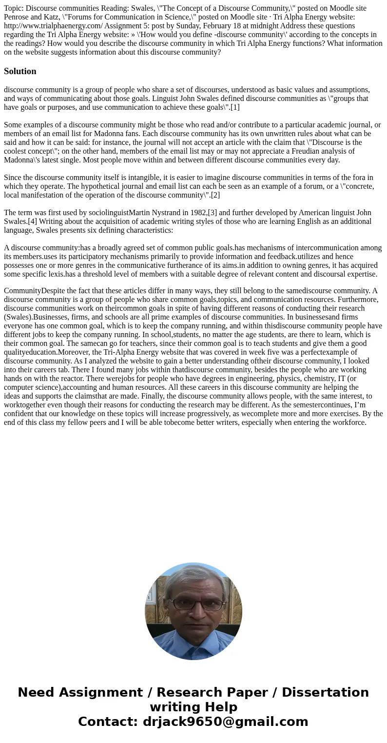  Topic: Discourse communities Reading: Swales, \