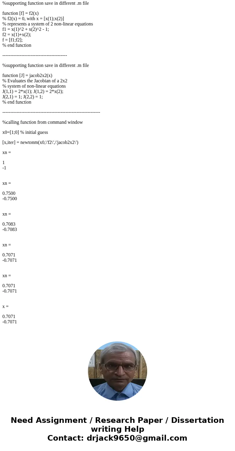 Use the Newton-Raphson method to solve f_1(x_1,x_2) = x_1^2 plus x_2^2 minus 1 = 0 f_2(x_1,x_2) = X_1 plus X_2 = 0 with an initial guess = x_1^0 and x_2^0. Wri  Use the Newton-Raphson method to solve f_1(x_1,x_2) = x_1^2 plus x_2^2 minus 1 = 0 f_2(x_1,x_2) = X_1 plus X_2 = 0 with an initial guess = x_1^0 and x_2^0. Wri
