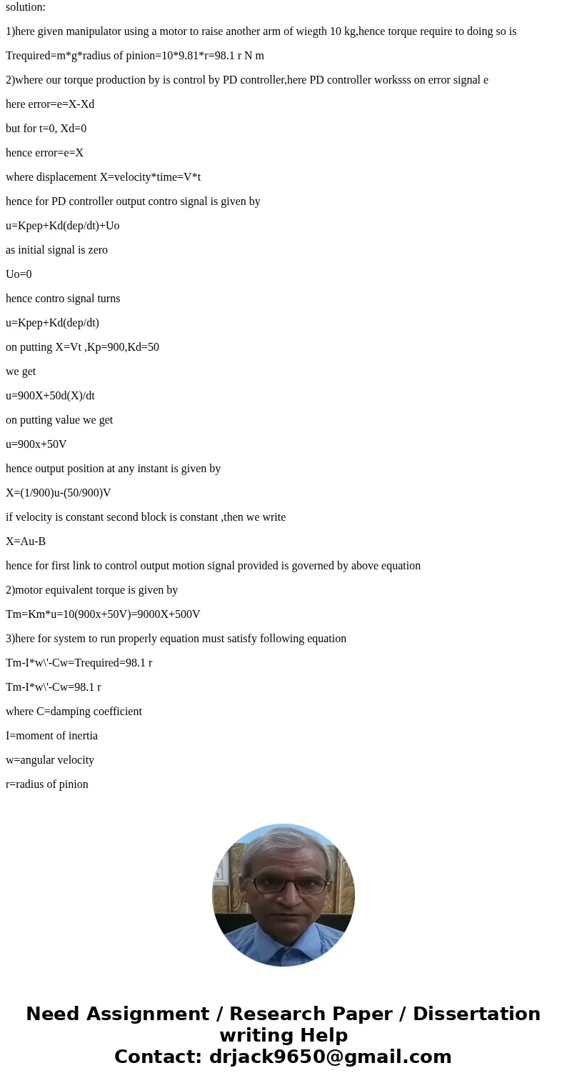  What is the solution to part A? Specifically how do you determine the equivalent motor torque? A) Show that an equation of the form X=A*u-B can be used to repr