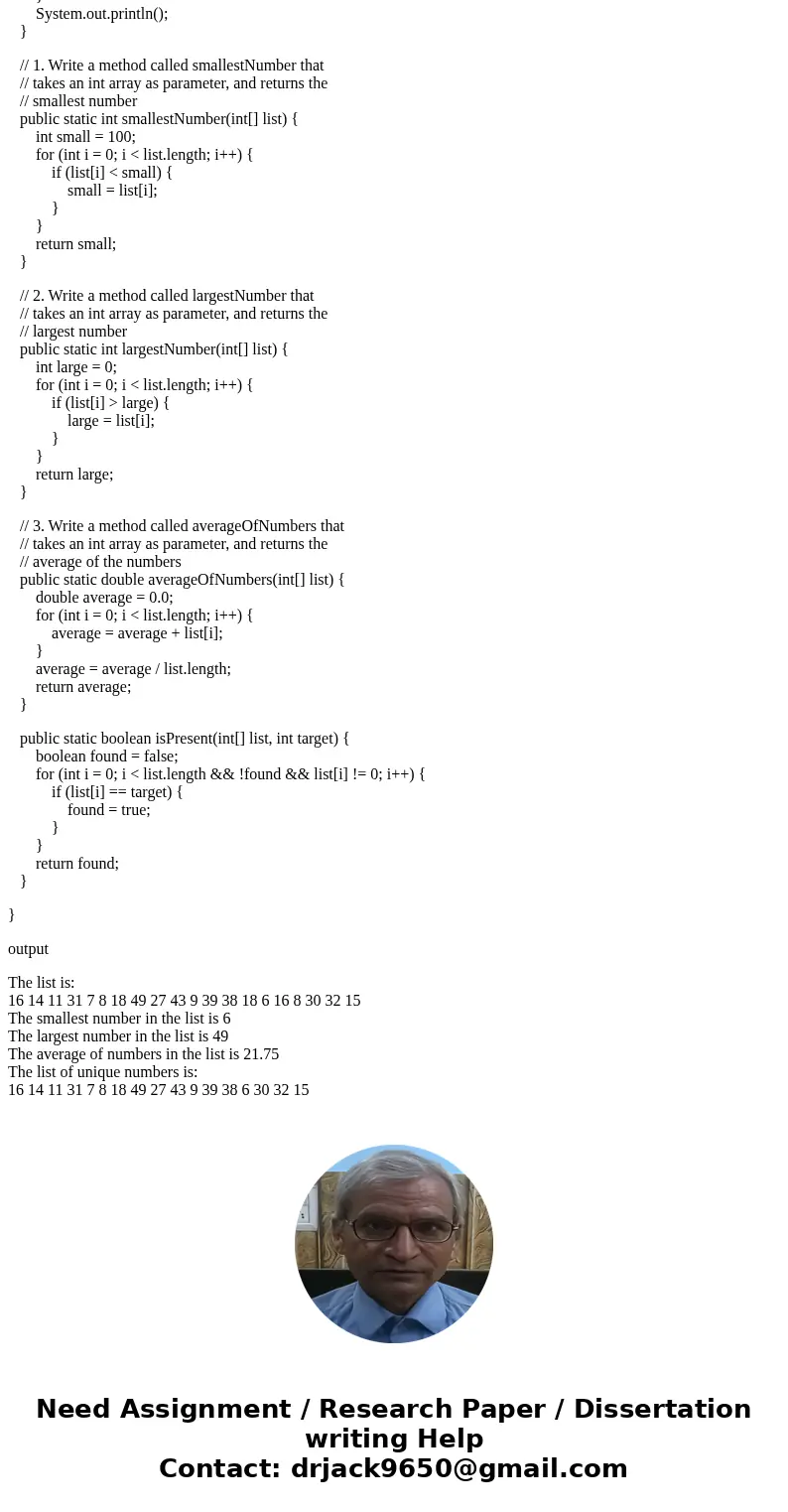 Write a method called uniqueNumbers that takes an int array as parameter, and returns a different int array, which only contains the list of unique numbers in t Write a method called uniqueNumbers that takes an int array as parameter, and returns a different int array, which only contains the list of unique numbers in t