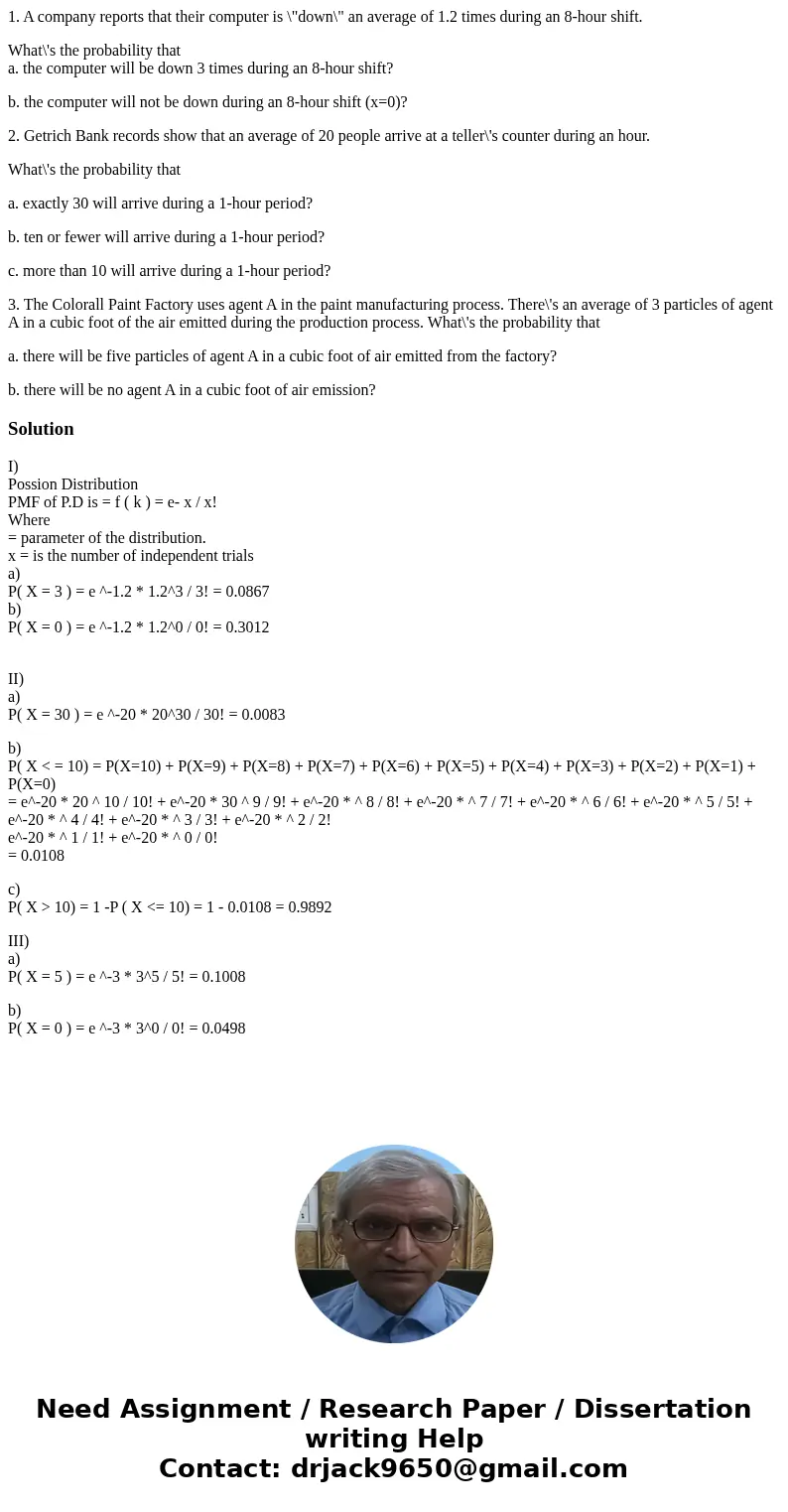 1. A company reports that their computer is \