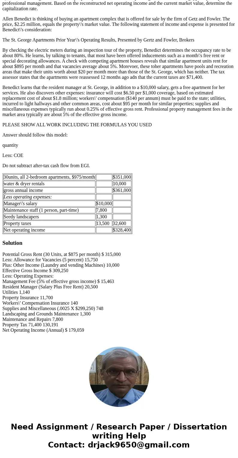 1) For the following situation, develop a prior-year\'s reconstructed operating statement, assuming typically competent, professional management. Based on the r 1) For the following situation, develop a prior-year\'s reconstructed operating statement, assuming typically competent, professional management. Based on the r