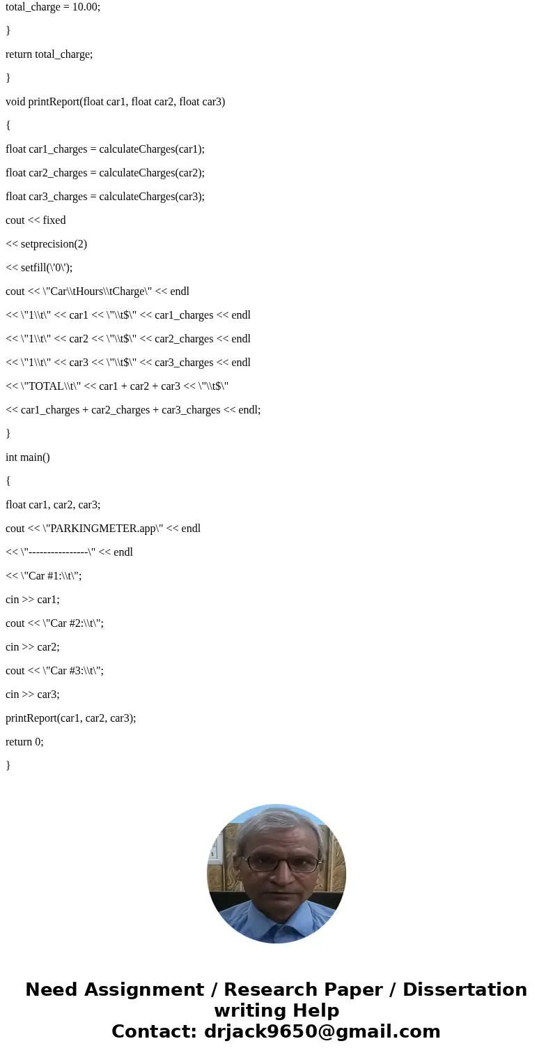A parking garage charges a $2.00 minimum fee to park for up to three hours. The garage charges and additional $0.50 per hour or part thereof in excess of three 