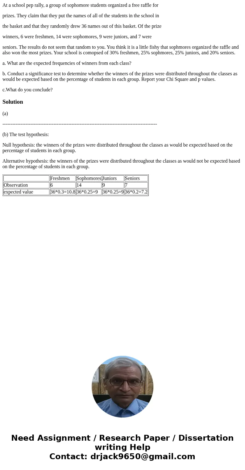 At a school pep rally, a group of sophomore students organized a free raffle for prizes. They claim that they put the names of all of the students in the school