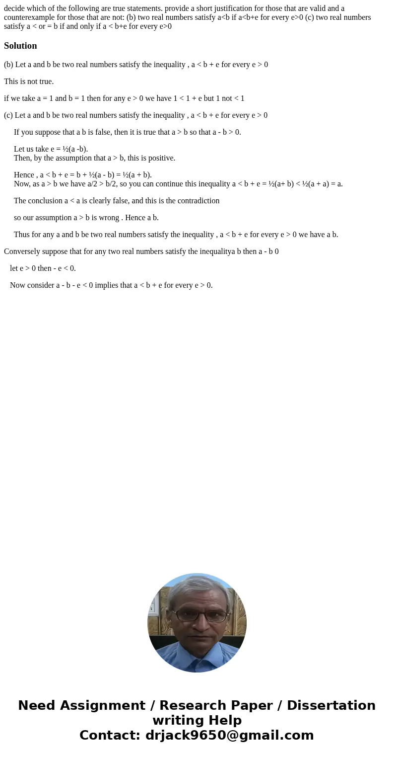 decide which of the following are true statements. provide a short justification for those that are valid and a counterexample for those that are not: (b) two r decide which of the following are true statements. provide a short justification for those that are valid and a counterexample for those that are not: (b) two r