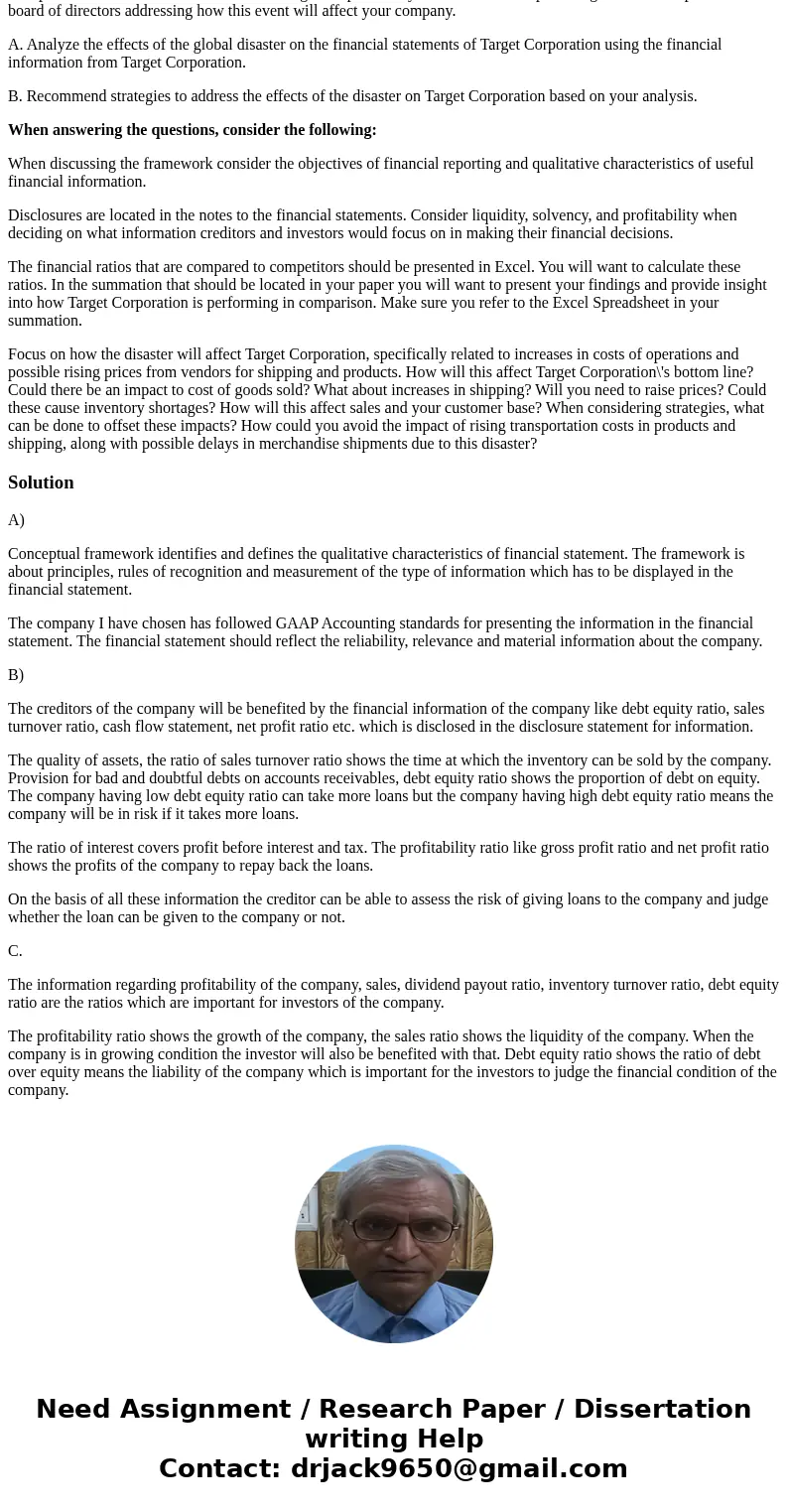 Financial statements of Target are available at: http://www.annualreports.com/Company/target-corp I. Conceptual Framework: For this part of the assessment, you  Financial statements of Target are available at: http://www.annualreports.com/Company/target-corp I. Conceptual Framework: For this part of the assessment, you