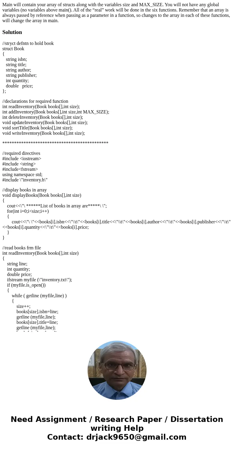 For Programming Assignment 2 you will write a c++ program to manage a bookstore. This will again be a menu driven system. The following is your menu: 1: Read in For Programming Assignment 2 you will write a c++ program to manage a bookstore. This will again be a menu driven system. The following is your menu: 1: Read in