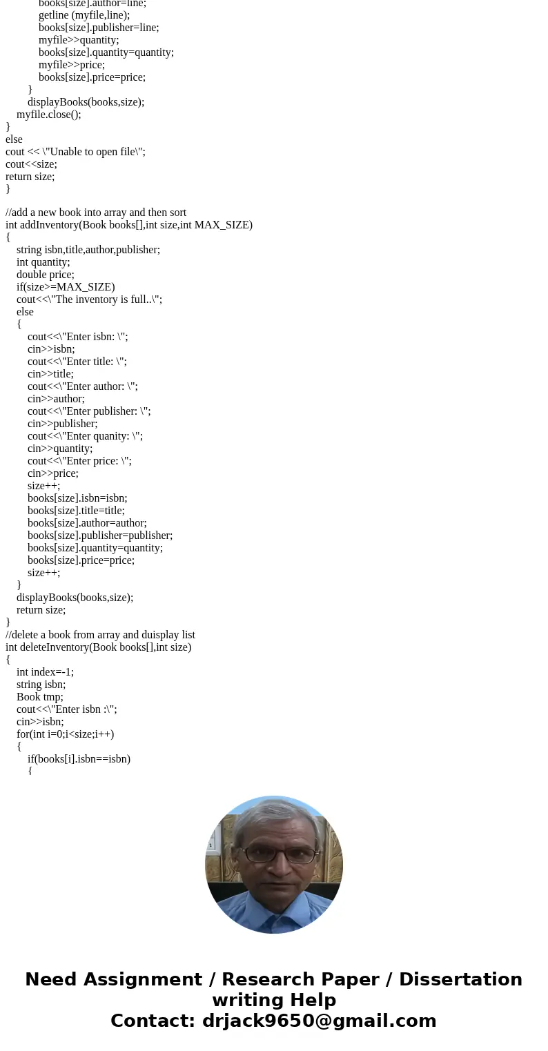 For Programming Assignment 2 you will write a c++ program to manage a bookstore. This will again be a menu driven system. The following is your menu: 1: Read in For Programming Assignment 2 you will write a c++ program to manage a bookstore. This will again be a menu driven system. The following is your menu: 1: Read in