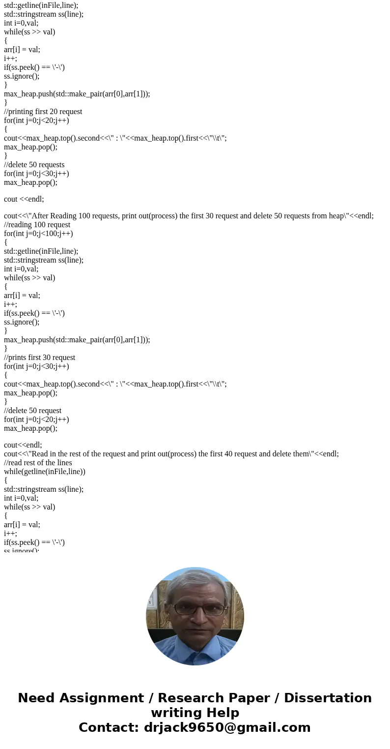 Heap Priority Queue - C++ data file: http://pastebin.com/vAxJBREE I deal with my customers on a first come first serve bases. I also rank my customers by their  Heap Priority Queue - C++ data file: http://pastebin.com/vAxJBREE I deal with my customers on a first come first serve bases. I also rank my customers by their