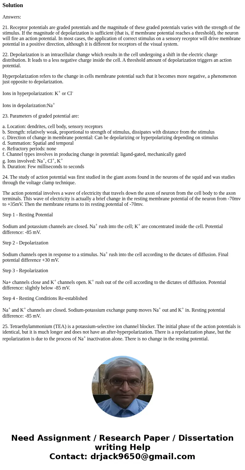 Help please 21) How is information encoded in a graded potential? 22) What is depolarization? Hyperpolarization? What ions are usually involved in each? 23) Wha Help please 21) How is information encoded in a graded potential? 22) What is depolarization? Hyperpolarization? What ions are usually involved in each? 23) Wha